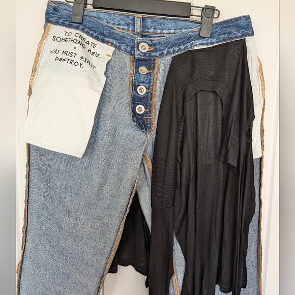 Ben Taverniti Unravel Project Jeans with jersey accent Avant Garde- 27 - Picture 8 of 11